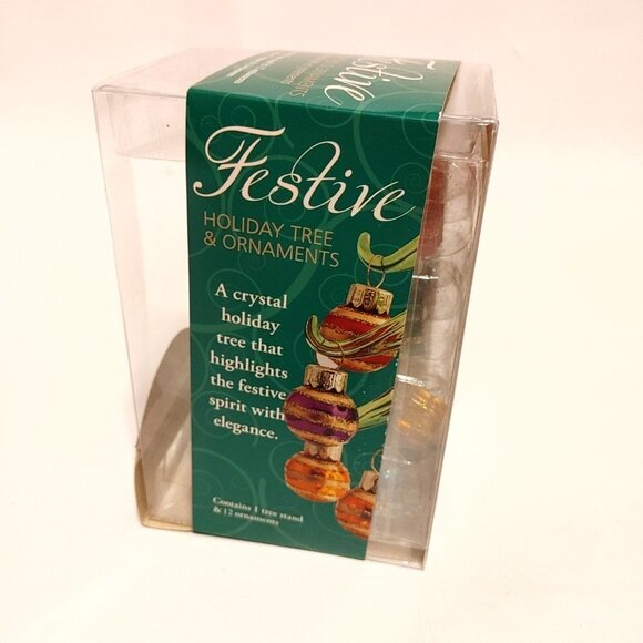 BEAUTIFUL FESTIVE Glass Tree with 12 Glass Holiday Ornaments BNIP - Picture 2 of 5